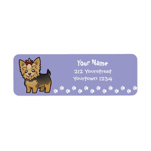 Cartoon Yorkshire Terrier (kort haar met boeg) Etiket (Voorkant)