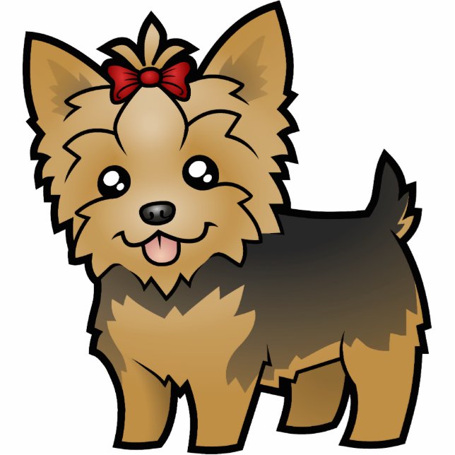 Cartoon Yorkshire Terrier (kort haar met boeg) Fotobeeldje Magneet (Voorkant)