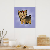 Cartoon Yorkshire Terrier (kort haar met boeg) Poster (Keuken)