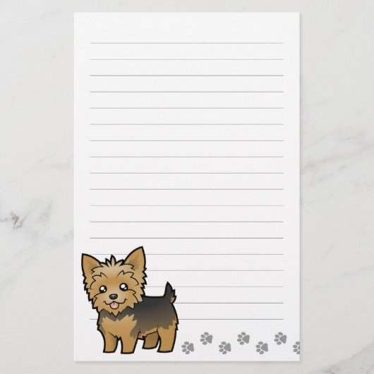 Cartoon Yorkshire Terrier (korte haar zonder buigi Briefpapier (Voorkant)