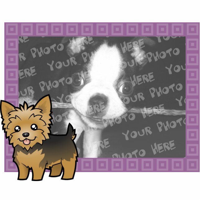 Cartoon Yorkshire Terrier (korte haar zonder buigi Fotobeeldje Magneet (Voorkant)