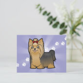 Cartoon Yorkshire Terrier (lang haar met boeg) Briefkaart (Staand voorkant)