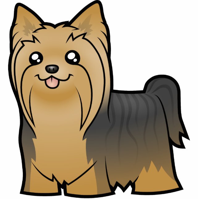Cartoon Yorkshire Terrier (lange haren zonder buig Fotobeeldje Magneet (Voorkant)
