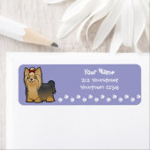Cartoon Yorkshire Terrier (langhaar met boog) Etiket (Insitu)