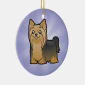 Cartoon Yorkshire Terrier (voeg je bericht toe) Keramisch Ornament (Rechts)
