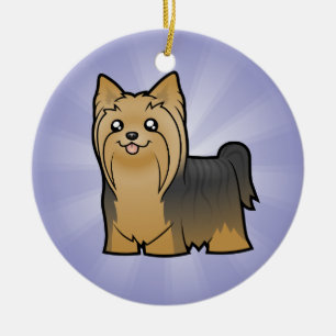 Cartoon Yorkshire Terrier (voeg je bericht toe) Keramisch Ornament