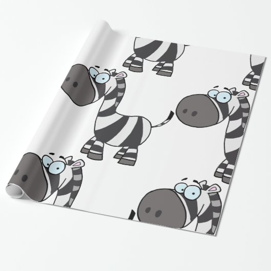 Cartoon Zebra Cadeaupapier (Uitgerold)