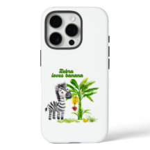 Cartoon zebra naast een bananenboom