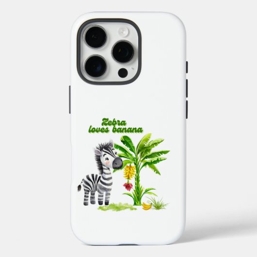 Cartoon zebra naast een bananenboom Case-Mate iPhone case (Achterkant)