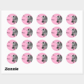 Cartoon Zebra Roze Gift Label Stickers Uw Kleur (Vel)