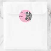 Cartoon Zebra Roze Gift Label Stickers Uw Kleur (Tas)