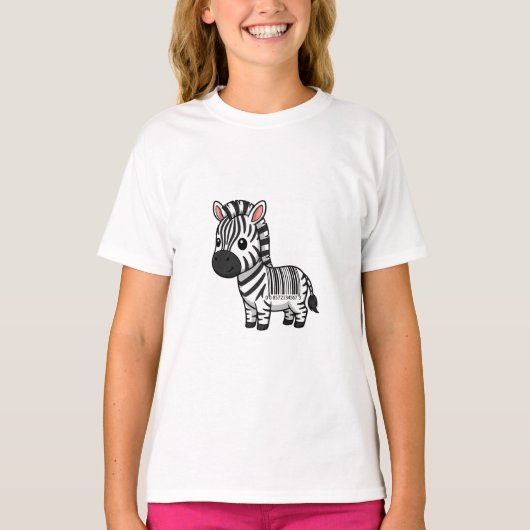 Cartoon Zebra Streepjescode Cute Kinderen T-shirt (Voorkant)