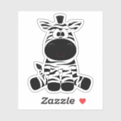 Cartoon zebra zwart wit sticker (Vel)