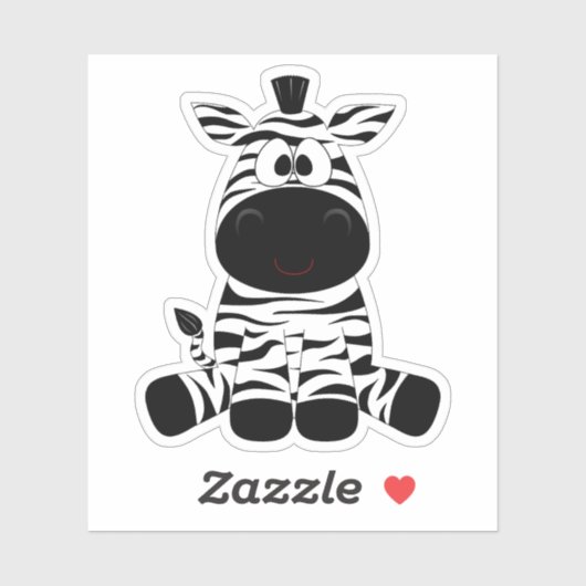 Cartoon zebra zwart wit sticker (Vel)