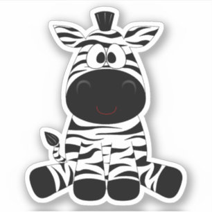 Cartoon zebra zwart wit sticker