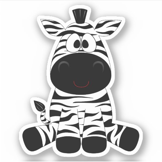 Cartoon zebra zwart wit sticker (Voorkant)