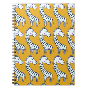 Cartoon zebra's: geel achtergrondpatroon. notitieboek