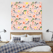 Cartoon Zebra's Grappig Naadloos Patroon Canvas Afdruk (Insitu (Slaapkamer))