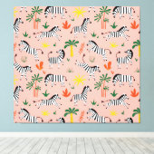 Cartoon Zebra's Grappig Naadloos Patroon Canvas Afdruk (Insitu (Houten vloer))