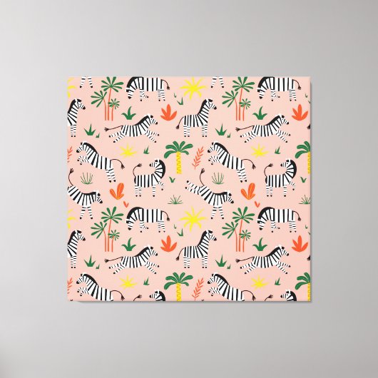 Cartoon Zebra's Grappig Naadloos Patroon Canvas Afdruk (Voorkant)