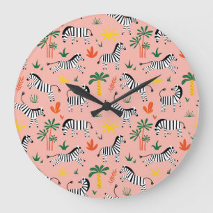 Cartoon Zebra's Grappig Naadloos Patroon Grote Klok