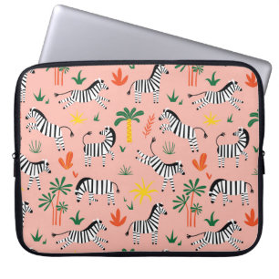 Cartoon Zebra's Grappig Naadloos Patroon Laptop Sleeve