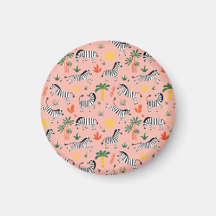 Cartoon Zebra's Grappig Naadloos Patroon Magneet