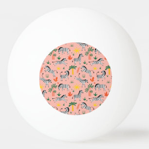 Cartoon Zebra's Grappig Naadloos Patroon Pingpongbal