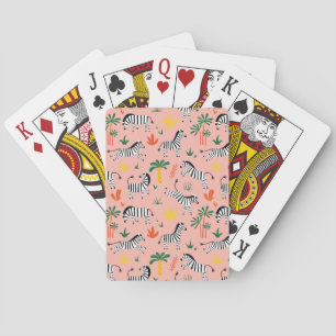 Cartoon Zebra's Grappig Naadloos Patroon Pokerkaarten