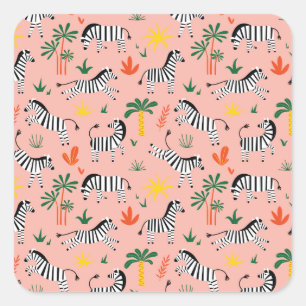 Cartoon Zebra's Grappig Naadloos Patroon Vierkante Sticker