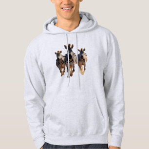 Cartoon Zebras op de vlucht - Speelse Savannah Hoodie