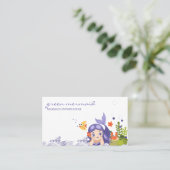 Cartoon Zee Paarse Cute Mermaid Visitekaartje (Staand voorkant)