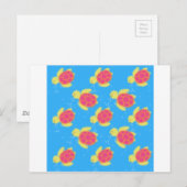 Cartoon Zee Turtle Pattern Briefkaart (Voorkant / Achterkant)