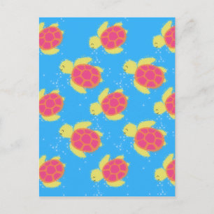 Cartoon Zee Turtle Pattern Briefkaart