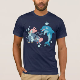 Cartoon Zee Zoogdieren: Seacow en Dolfijn T-shirt