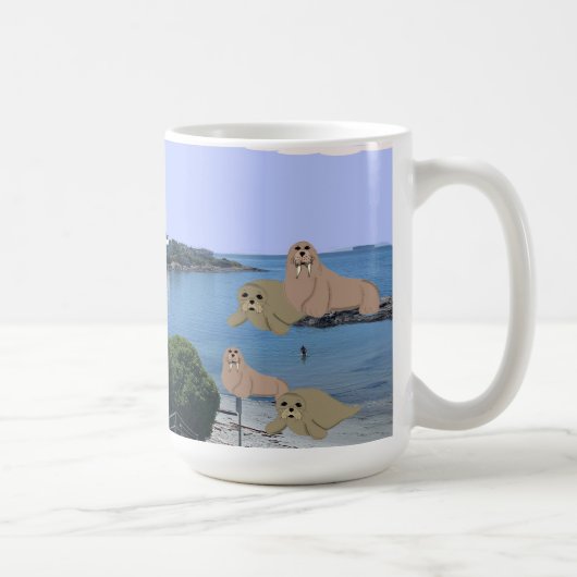Cartoon Zeeleeuwen en Walrus Koffiemok (Rechts)