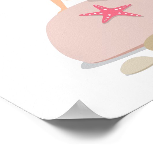 Cartoon zeemeermin met zeeschildpadden en zeepaard poster (Hoek)