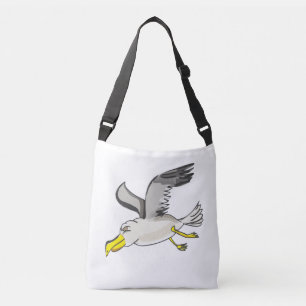 Cartoon zeemeeuw boven hoofd crossbody tas