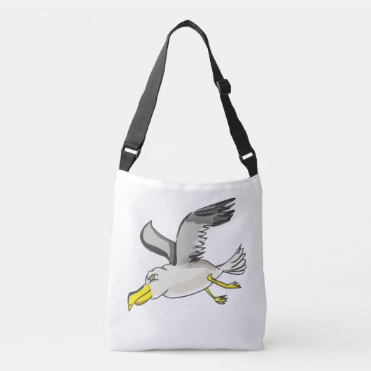 Cartoon zeemeeuw boven hoofd crossbody tas (Voorkant)