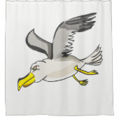 Cartoon zeemeeuw boven hoofd douchegordijn (Voorkant)