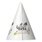 Cartoon zeemeeuw boven hoofd feesthoedjes (Achterkant)