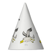 Cartoon zeemeeuw boven hoofd feesthoedjes (Rechts)