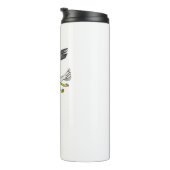 Cartoon zeemeeuw boven hoofd thermosbeker (Geroteerd rechts)