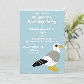 Cartoon zeemeeuw grijs, wit, lichtblauw op maat kaart (Staand voorkant)