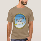 Cartoon zeemeeuw met een gouden lijst boven haar h t-shirt (Voorkant)