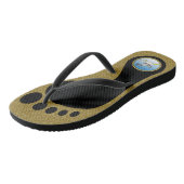 Cartoon zeemeeuw met gouden textuur teenslippers (Schuin)