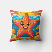 Cartoon Zeester Onderwater voor Kinderkamer Decora Kussen (Achterkant)