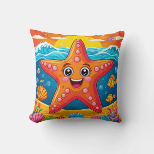 Cartoon Zeester Onderwater voor Kinderkamer Decora Kussen