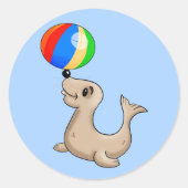 Cartoon zegel afspelen met bal (Voorkant)