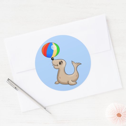 Cartoon zegel afspelen met bal (Envelop)